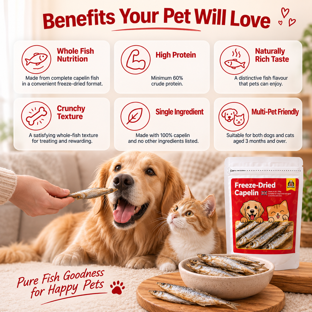 Freeze-Dried Capelin Fish Treats