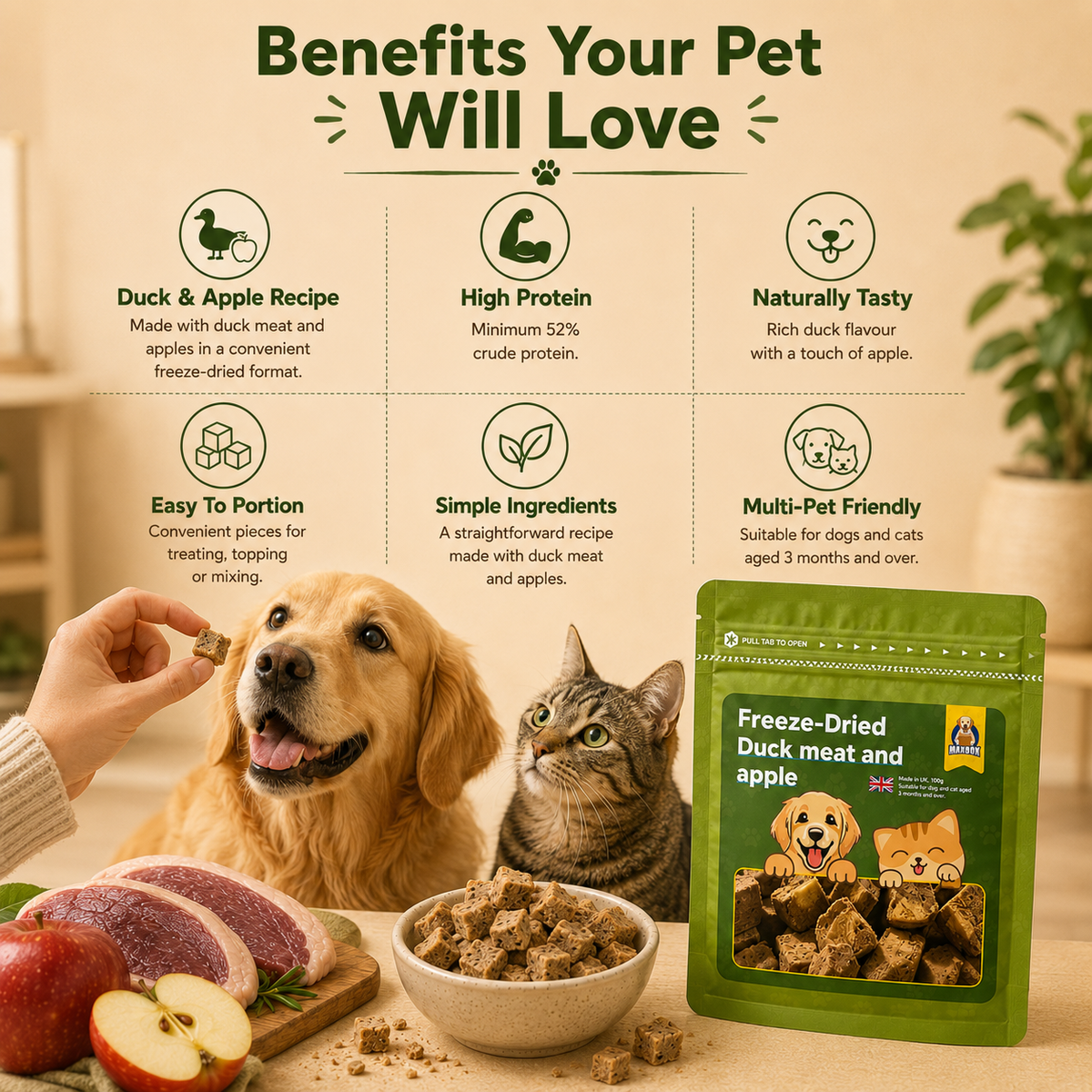 Freeze Dried - Duck & Apple Treats