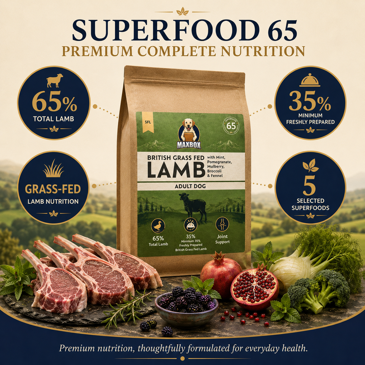 Dog Super Food - British Grass-Fed Lamb Adult with Mint, Pomegranate
