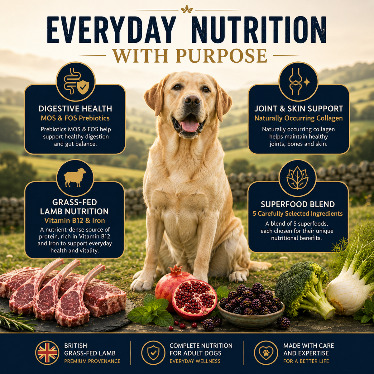 Dog Super Food - British Grass-Fed Lamb Adult with Mint, Pomegranate