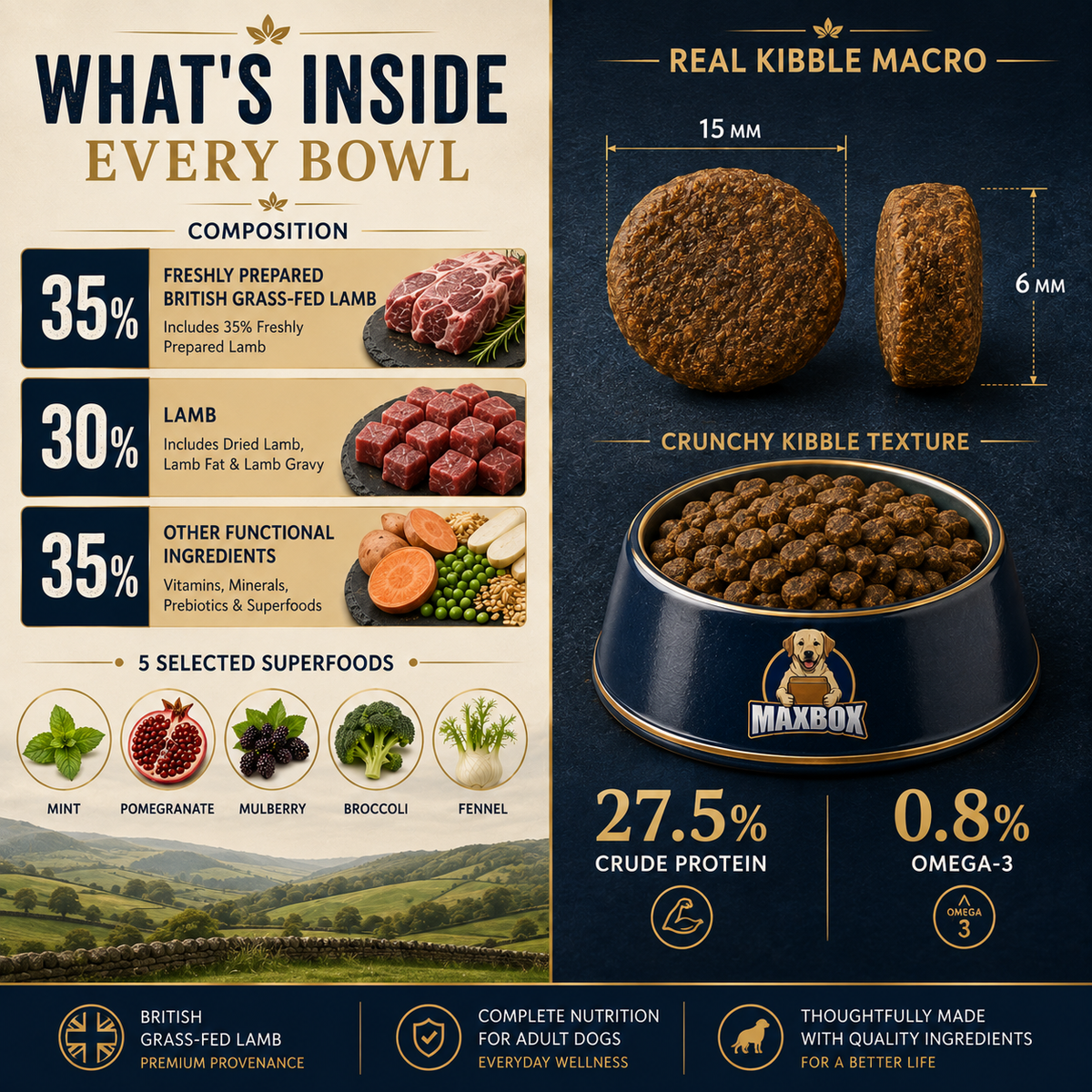 Dog Super Food - British Grass-Fed Lamb Adult with Mint, Pomegranate