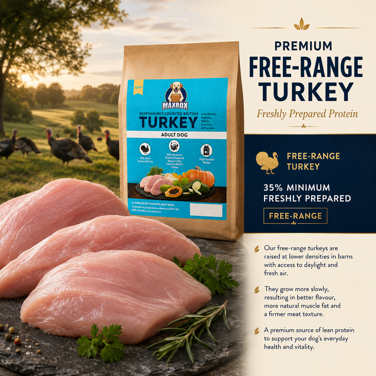 Dog Super Food - Free-Range Turkey with Parsley