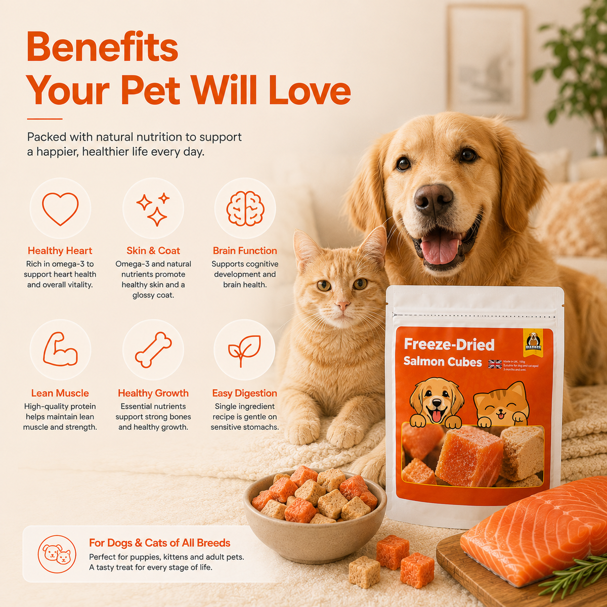 Freeze-Dried Salmon Cubes