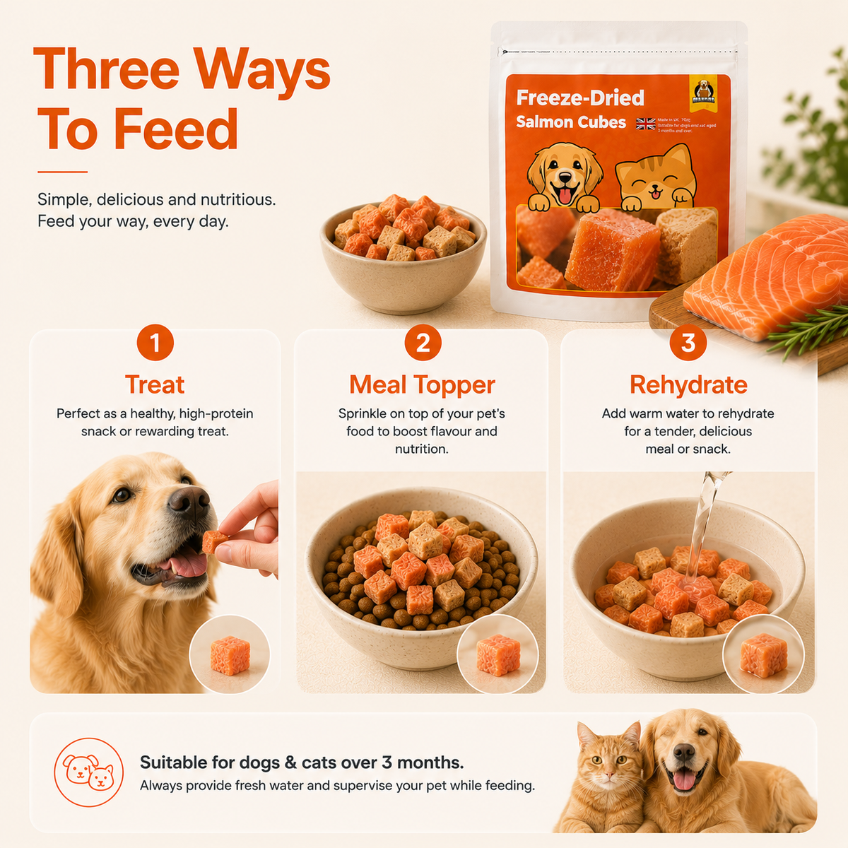Freeze-Dried Salmon Cubes