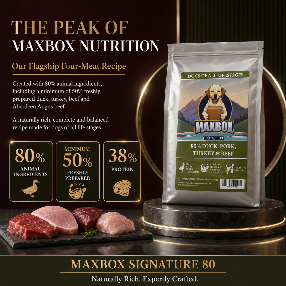 Signature 80 - Duck, Pork, Turkey & Beef Grain Free Dog Food 2kg